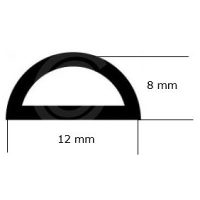 Tochtband sponsrubber | Celrubber D profiel | 12 x 8 mm | per meter