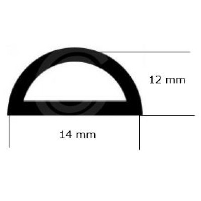 Tochtband sponsrubber | Celrubber D profiel | 14 x 12 mm | per meter