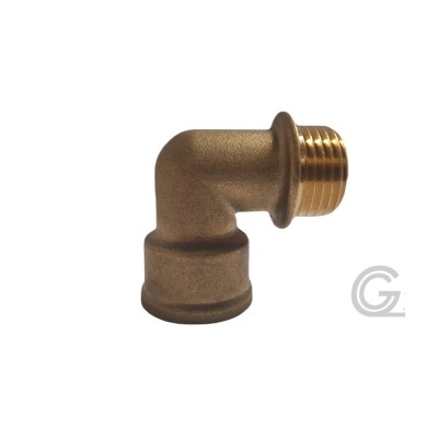 Messing Knie - binnendraad / buitendraad - 1/4"