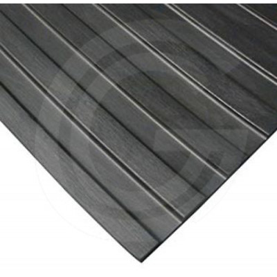 Wide ribbed matting | black | 6 mm | 1.20 width | roll 10 meter