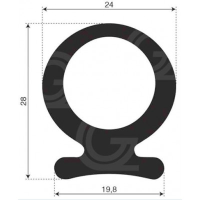 Ohmega profiel | EPDM | 28 x 24 x 19,8 mm | per meter