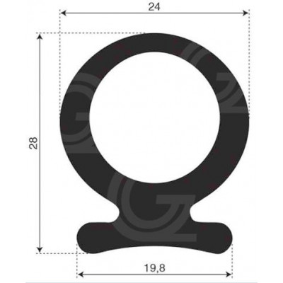 Ohmega profiel | EPDM | 28 x 24 x 19,8 mm | rol 30 meter