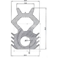 Container profile | EPDM | mosrubber top | 32,2 x 22 mm | per meter