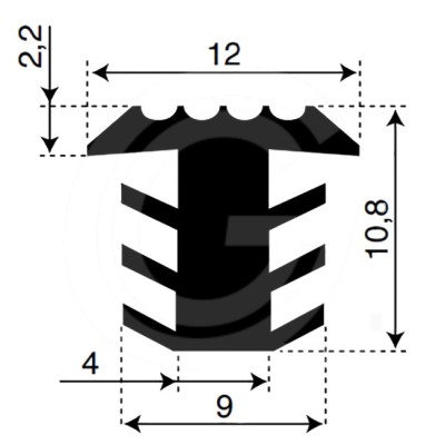 Antislip trapprofiel | Rubber Infreesprofiel | Breedte 12 mm | Hoogte 10,8 mm Antislip trapprofiel | Rubber Infreesprofiel | Breedte 12 mm | Hoogte 10,8 mm