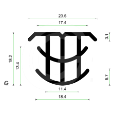 Dilatatieprofiel | EPDM | 18,2 x 23,6 mm | per meter