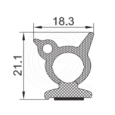 Sealing profile | EPDM | black | 21,1 x 18,3mm | per meter Sealing profile | EPDM | black | 21,1 x 18,3mm | per meter