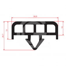 Glaswagenprofiel | EPDM | zwart | 33,5 x 20,7 mm | per meter