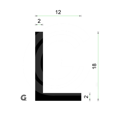 EPDM Rubber L-profile | 18 x 12 x 2 mm | roll 50 meter EPDM Rubber L-profile | 18 x 12 x 2 mm | roll 50 meter