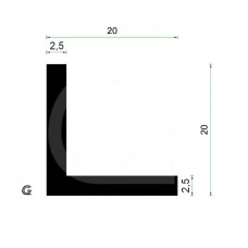 EPDM Rubber Hoekprofiel | 20 x 20 x 2,5 mm | per meter EPDM Rubber Hoekprofiel | 20 x 20 x 2,5 mm | per meter