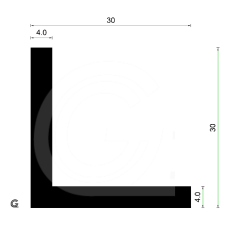 EPDM Rubber Hoekprofiel | 30 x 30 x 4 mm | per meter EPDM Rubber Hoekprofiel | 30 x 30 x 4 mm | per meter