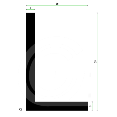 EPDM Rubber L-profile | 55 x 35 x 5 mm | roll 30 meter EPDM Rubber L-profile | 55 x 35 x 5 mm | roll 30 meter