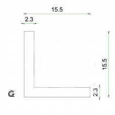Silikon Gummi Winkelprofil | Weiß | 15,5 x 15,5 x 2,3 mm | pro meter