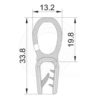 Door seal | PVC | sponge rubber tube top | black | 33,8 x 13,2 mm | roll 50 meters Door seal | PVC | sponge rubber tube top | black | 33,8 x 13,2 mm | roll 50 meters