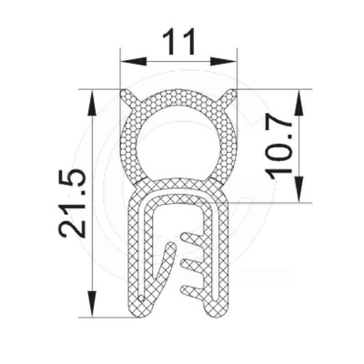 Door seal | EPDM | sponge rubber tube on top | black | 21,5 x 11 mm | roll 50 meters Door seal | EPDM | sponge rubber tube on top | black | 21,5 x 11 mm | roll 50 meters