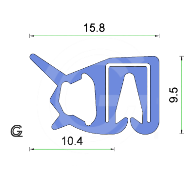 Siliconen klemprofiel met kraal | blauw | FDA keur | 15,8 x 9,5 mm | klem 2,0 - 2,5 mm | rol 25 meter