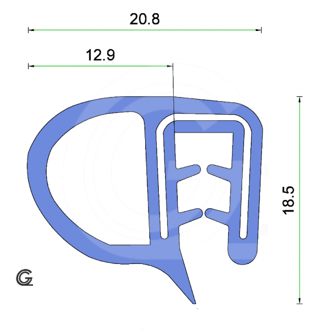 Silikon Kantenschutz Dichtprofil, Blau, FDA konform, 20 x 18,5 mm