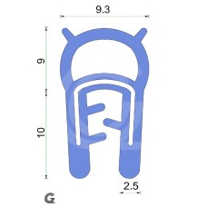 Siliconen klemprofiel met kraal | blauw | FDA keur | 19 x 9,3 mm | klem 0,5 - 2,0 mm | rol 25 meter