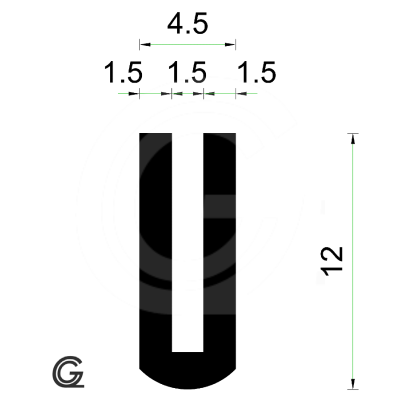 Gummi U Profil | Innengröße 1,5 mm | Höhe 12 mm | Dicke 1,5 mm | Pro Meter Gummi U Profil | Innengröße 1,5 mm | Höhe 12 mm | Dicke 1,5 mm | Pro Meter