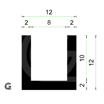 Rubber U Profiel | binnenmaat 8 mm | hoogte 12 mm | dikte 2 mm | Per Meter Rubber U Profiel | binnenmaat 8 mm | hoogte 12 mm | dikte 2 mm | Per Meter