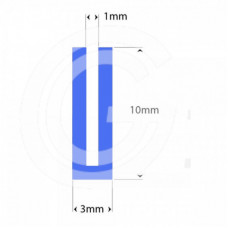 Silicone U Profile Blue | inner size 1 mm | height 10 mm | thickness 1 mm | Per meter