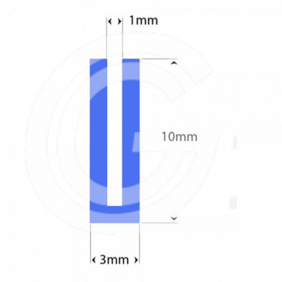 Silicone U Profile Blue | inner size 1 mm | height 10 mm | thickness 1 mm | Per meter