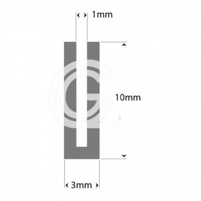 Silicone U Profile Grey | inner size 1 mm | height 10 mm | thickness 1 mm | Roll 25 Meters