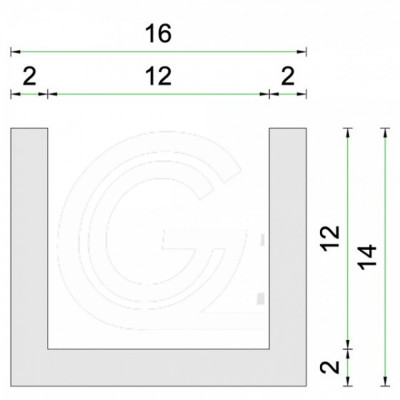 Siliconen U Profiel Wit | binnenmaat 12 mm | hoogte 14 mm | dikte 2 mm | Per Meter