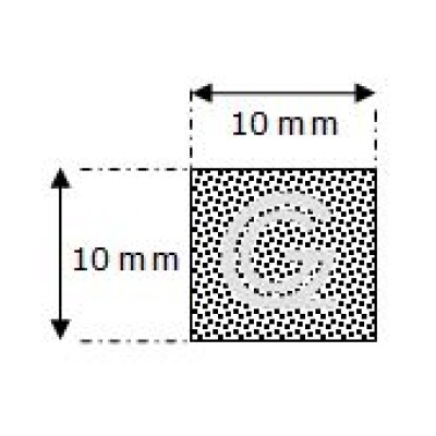 Rechthoekig mosrubber snoer | 10 x 10 mm | per meter