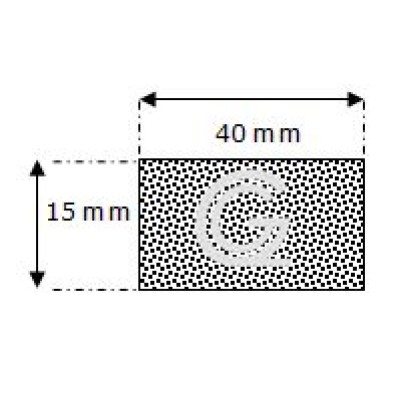 Rechthoekig mosrubber snoer | 15 x 40 mm | per meter