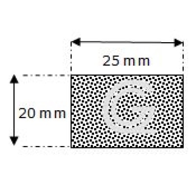 Rechthoekig mosrubber snoer | 20 x 25 mm | per meter