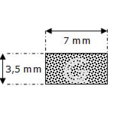 Rectangular sponge rubber cord | 3,5 x 7 mm| per meter