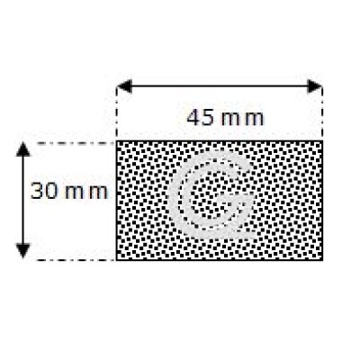 Rectangular sponge rubber cord | 30 x 45 mm| per meter