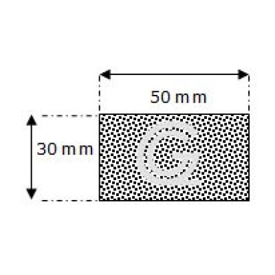 Rechteckige moosgummi schnur | 30 x 50 mm | pro meter