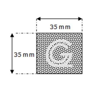 Rechteckige moosgummi schnur | 35 x 35 mm | pro meter