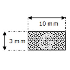 Rectangular sponge rubber cord | 3 x 10 mm| per meter Rectangular sponge rubber cord | 3 x 10 mm| per meter