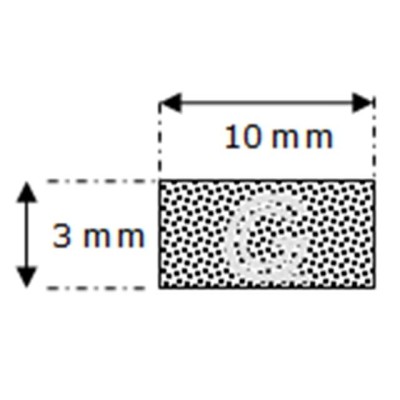 Rechthoekig mosrubber snoer | 3 x 10 mm | per meter Rechthoekig mosrubber snoer | 3 x 10 mm | per meter