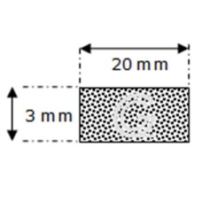 Rechthoekig mosrubber snoer | 3 x 20 mm | per meter