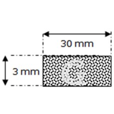 Rectangular sponge rubber cord | 3 x 30 mm| roll 50 meter Rectangular sponge rubber cord | 3 x 30 mm| roll 50 meter