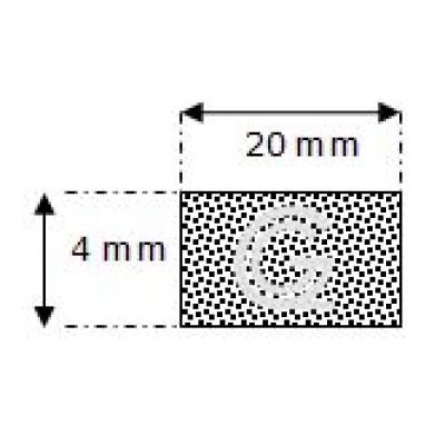 Rectangular sponge rubber cord | 4 x 20 mm| per meter