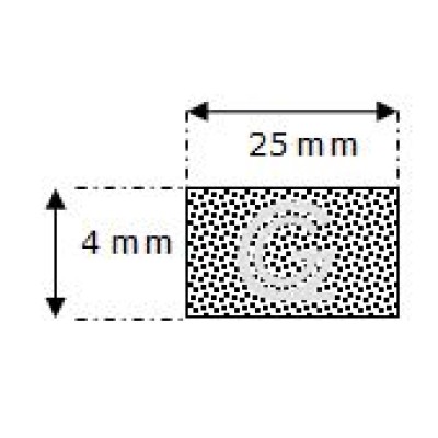 Rectangular sponge rubber cord | 4 x 25 mm| per meter