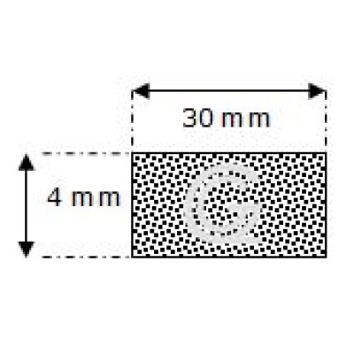 Rectangular sponge rubber cord | 4 x 30 mm| per meter