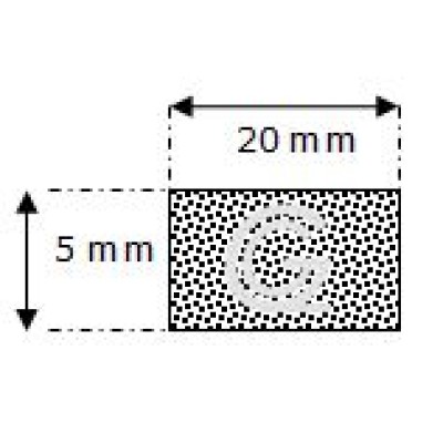 Rechteckige moosgummi  schnur | 5 x 20 mm | Rolle 50 meter