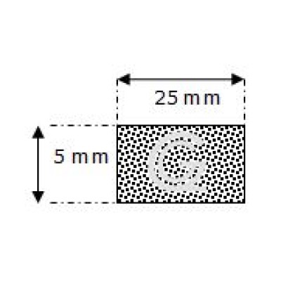 Rechteckige moosgummi schnur | 5 x 25 mm | pro meter