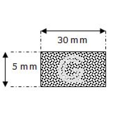 Rechteckige moosgummi schnur | 5 x 30 mm | pro meter