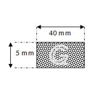 Rechteckige moosgummi schnur | 5 x 40 mm | pro meter