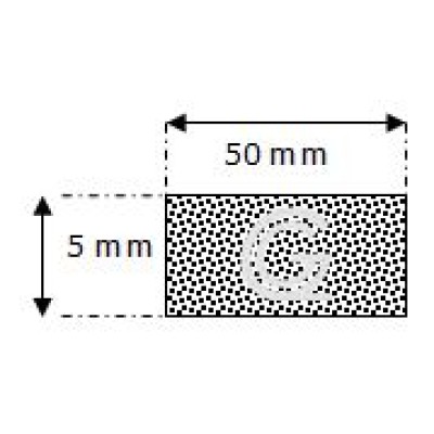 Rechteckige moosgummi schnur | 5 x 50 mm | pro meter
