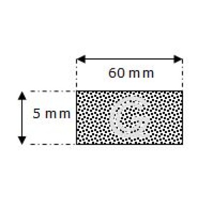 Rechteckige moosgummi  schnur | 5 x 60 mm | Rolle 25 meter