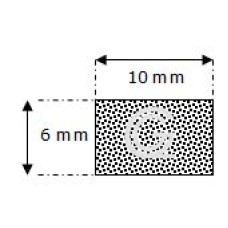 Rechteckige moosgummi  schnur | 6 x 10 mm | Rolle 100 meter