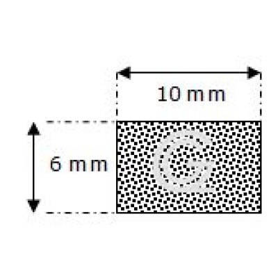 Rechteckige moosgummi schnur | 6 x 10 mm | pro meter