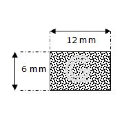 Rechteckige moosgummi schnur | 6 x 12 mm | pro meter